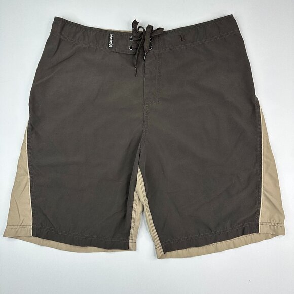 Hurley Men's Brown Tan Surf Swim Board Shorts Size Large/W35.25/L10.5 - Picture 1 of 12